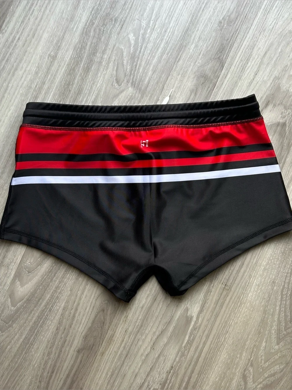 Project 51 | Cassis Square Cut Swim Trunks in Black Red White (Large)
